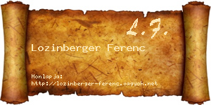 Lozinberger Ferenc névjegykártya